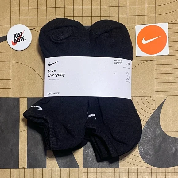 Nike everyday cotton cushioned no show ankle socks 12 pairs white black S M L XL - Picture 8 of 15